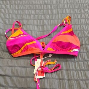 Trina Turk Vibrant Pink and Orange Bikini Sz 12 Nwt Top